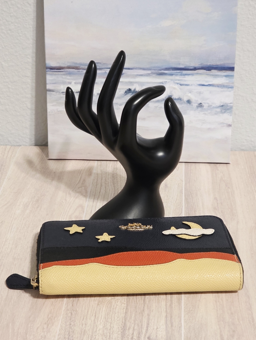 Coach C4533 Medium ID Zip Wallet Motif Night Desert Postcard in Midnight Gold - Picture 5 of 16